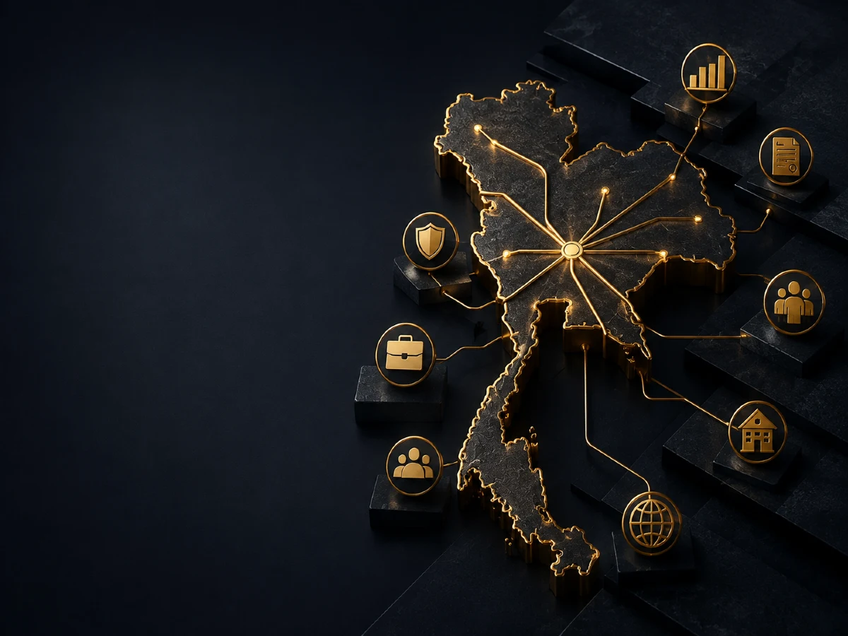 Thailand map with icons representing different Practice Area categories